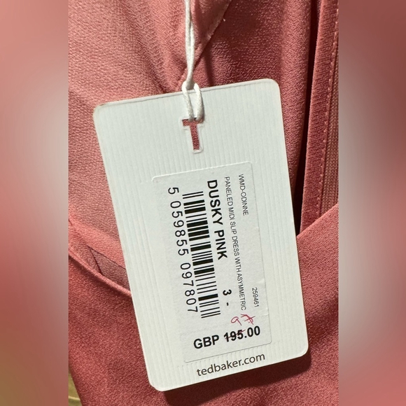 NWT Ted Baker Odinne Panelled Dress Asymmetrical Pink satin flowy party rare US0 - Picture 7 of 8
